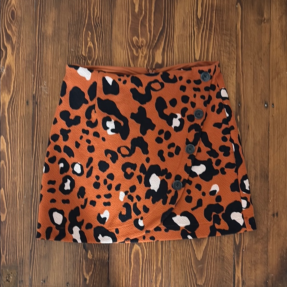 Anthropologie Orange and Black Mini A-Line Skirt